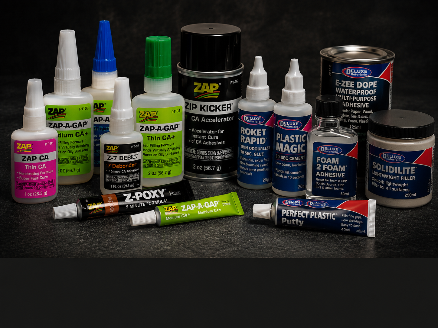 Glues and chemicals